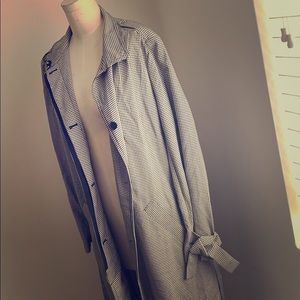 Black &white long trench style jacket